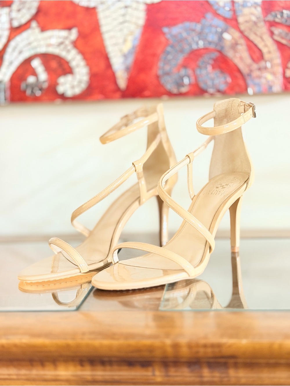 Vince Camuto Careleen Nude Patent Strappy Heels Women’s Size 8.5 Sandals